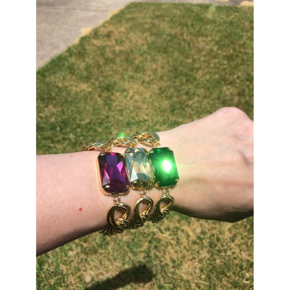 Crystal Gold Double Link Curb Chain Bracelet - Picture 5 of 5